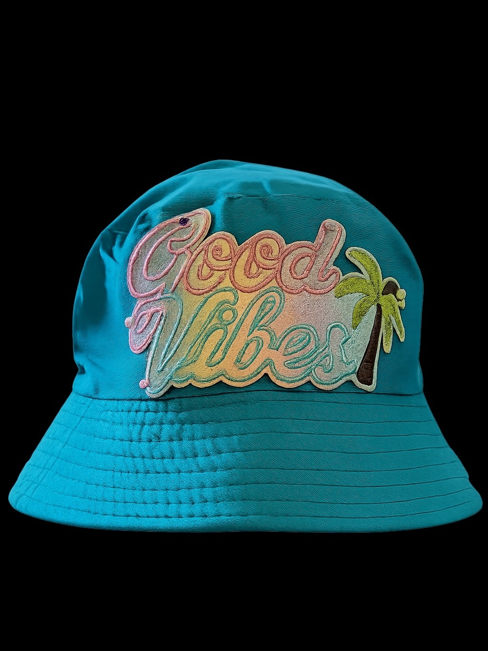 Turquoise 'Good Vibes'  Bucket Hat